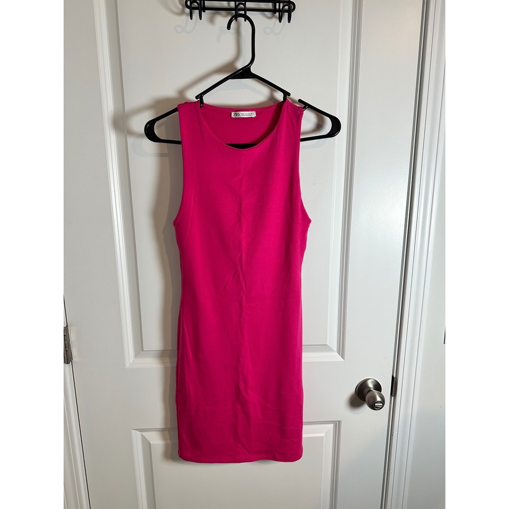 ZARA Sleeveless Bodycon Mini Dress Hot Pink Size Medium